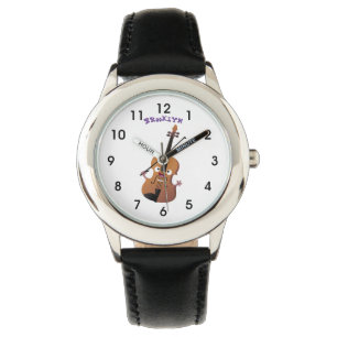 Cute grappig vioolmusical horloge