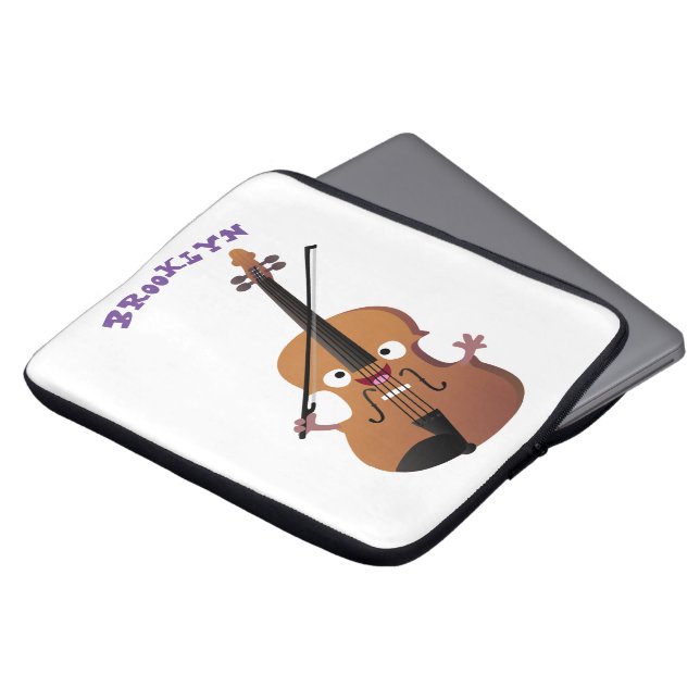 Cute grappig vioolmusical laptop sleeve (Voorkant top)