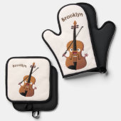 Cute grappig vioolmusical ovenwant & pannenlap set (Voorkant / Achterkant)