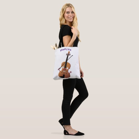 Cute grappig vioolmusical tote bag (Op model)