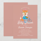 Cute grappig vos baby shower. Houtdierlijk roze Kaart (Voorkant / Achterkant)