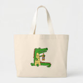 Cute grappige alligator drink bier grote tote bag (Voorkant)