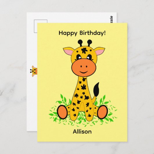 Cute grappige baby giraffe voor verjaardag briefkaart (Voorkant / Achterkant)