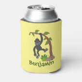Cute grappige baby gorilla cartoon illustratie blikjeskoeler (Blikje Achterkant)