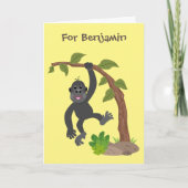 Cute grappige baby gorilla cartoon illustratie kaart (Voorkant)