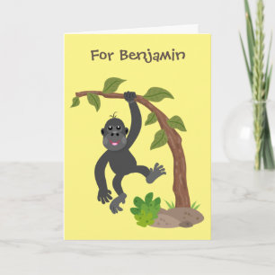 Cute grappige baby gorilla cartoon illustratie kaart
