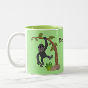 Cute grappige baby gorilla cartoon illustratie tweekleurige koffiemok