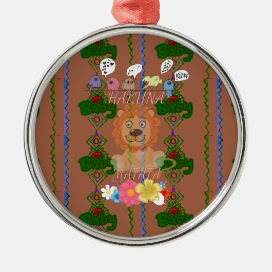 Cute grappige Baby Lion King Hakuna Matata, laatst Metalen Ornament (Voorkant)