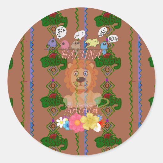 Cute grappige Baby Lion King Hakuna Matata, laatst Ronde Sticker (Voorkant)