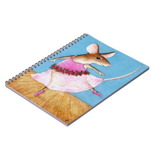 Cute grappige ballerina muis notebook notitieboek (Linkerzijde)