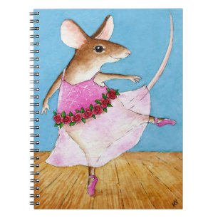 Cute grappige ballerina muis notebook notitieboek