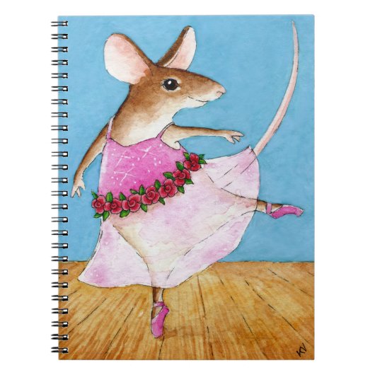Cute grappige ballerina muis notebook notitieboek (Voorkant)