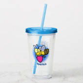 Cute grappige bijen met cartoon illustratie acryl drinkbeker (Achterkant)