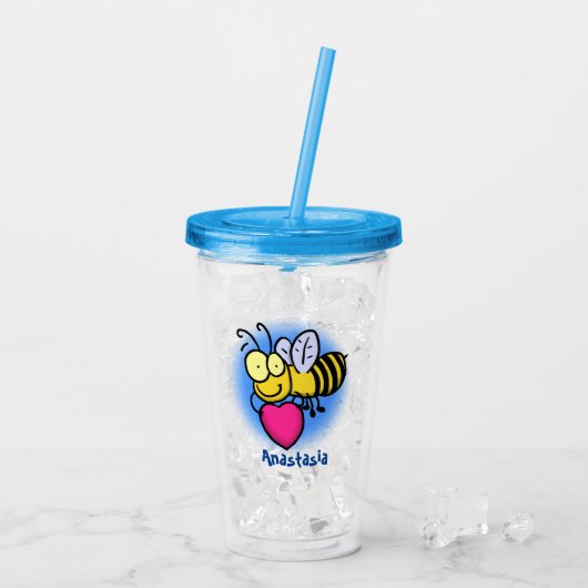 Cute grappige bijen met cartoon illustratie acryl drinkbeker (Achterkant ijs)