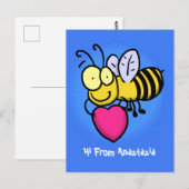 Cute grappige bijen met cartoon illustratie briefkaart (Voorkant / Achterkant)