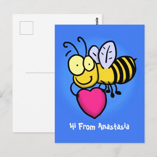 Cute grappige bijen met cartoon illustratie briefkaart (Voorkant / Achterkant)