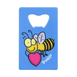 Cute grappige bijen met cartoon illustratie creditkaart flessenopener