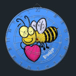 Cute grappige bijen met cartoon illustratie dartbord<br><div class="desc">Dit kan een ontwerp zijn van onze schattige, grappige bij met een hart. Wees blij!</div>