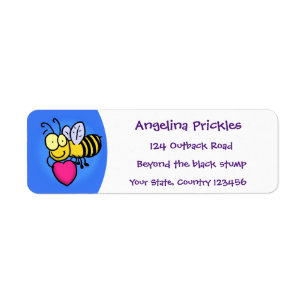 Cute grappige bijen met cartoon illustratie etiket