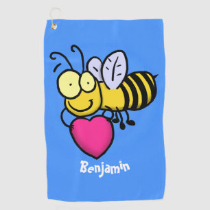 Cute grappige bijen met cartoon illustratie golfhanddoek
