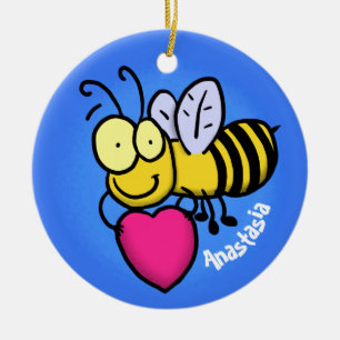 Cute grappige bijen met cartoon illustratie keramisch ornament