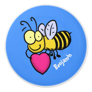 Cute grappige bijen met cartoon illustratie keramische knop