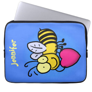 Cute grappige bijen met cartoon illustratie laptop sleeve