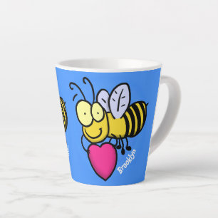 Cute grappige bijen met cartoon illustratie latte mok