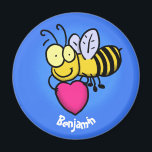 Cute grappige bijen met cartoon illustratie magneet<br><div class="desc">Dit kan een ontwerp zijn van onze schattige,  grappige bij met een hart. Wees blij!</div>