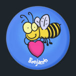 Cute grappige bijen met cartoon illustratie magneet<br><div class="desc">Dit kan een ontwerp zijn van onze schattige, grappige bij met een hart. Wees blij!</div>
