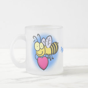 Cute grappige bijen met cartoon illustratie matglas koffiemok