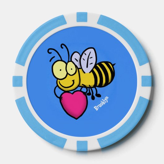 Cute grappige bijen met cartoon illustratie poker chips (Voorkant)
