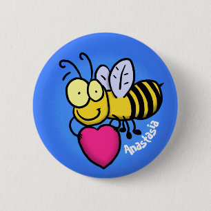 Cute grappige bijen met cartoon illustratie ronde button 5,7 cm