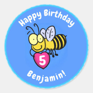 Cute grappige bijen met cartoon illustratie ronde sticker
