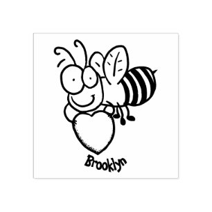 Cute grappige bijen met cartoon illustratie rubberstempel