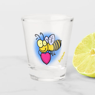 Cute grappige bijen met cartoon illustratie shot glas