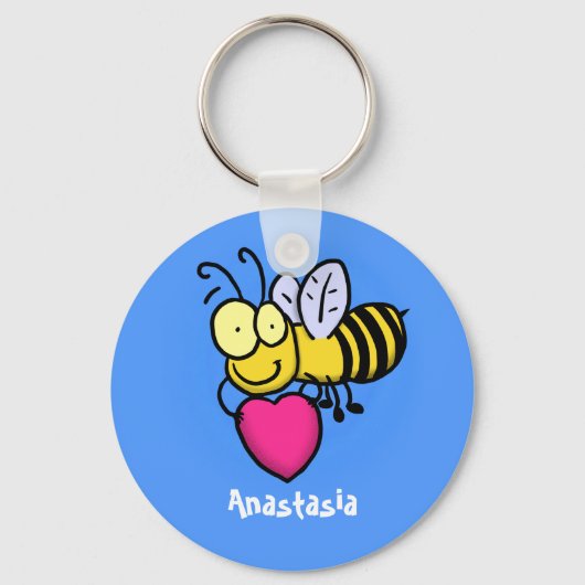 Cute grappige bijen met cartoon illustratie sleutelhanger (Voorkant)