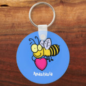 Cute grappige bijen met cartoon illustratie sleutelhanger (Voorkant)