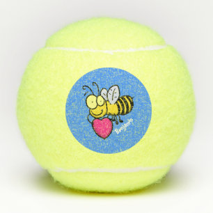 Cute grappige bijen met cartoon illustratie tennisballen