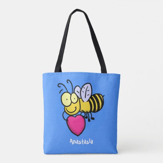 Cute grappige bijen met cartoon illustratie tote bag (Achterkant)