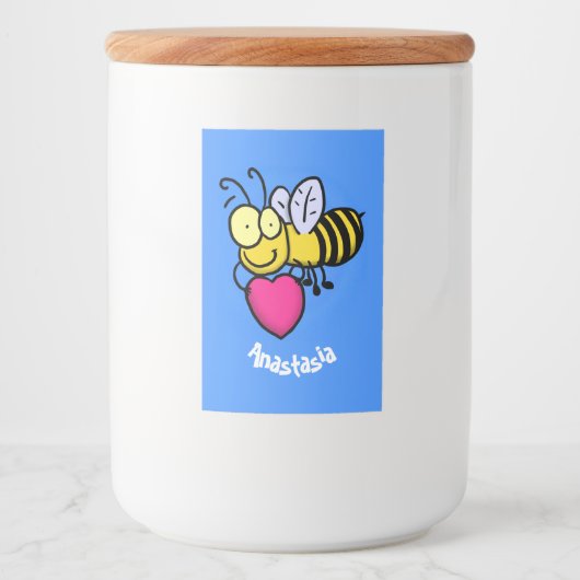 Cute grappige bijen met cartoon illustratie voedselcontainer etiket (Voorkant)