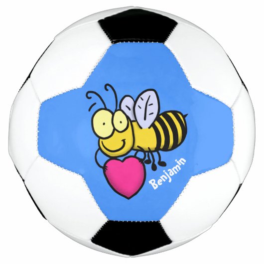 Cute grappige bijen met cartoon illustratie voetbal (Voorkant)