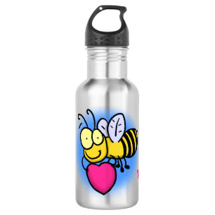 Cute grappige bijen met cartoon illustratie waterfles 