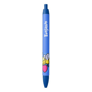 Cute grappige bijen met cartoon illustratie zwarte inkt pen