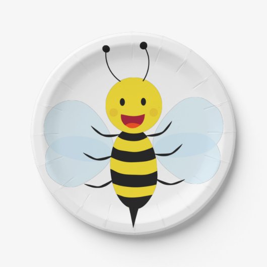Cute grappige bijen papieren bordje (Voorkant)