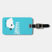 Cute grappige blauwe cartoon bleke schapen bagagelabel (Voorkant horizontaal)