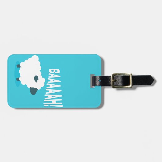 Cute grappige blauwe cartoon bleke schapen bagagelabel (Voorkant horizontaal)