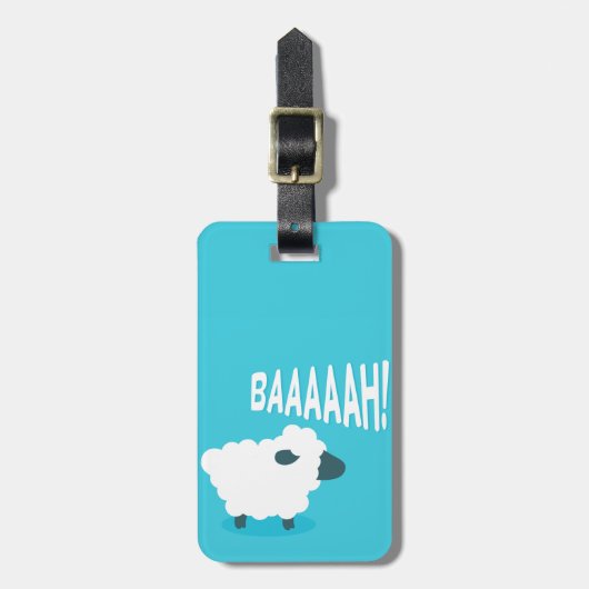 Cute grappige blauwe cartoon bleke schapen bagagelabel (Voorkant verticaal)