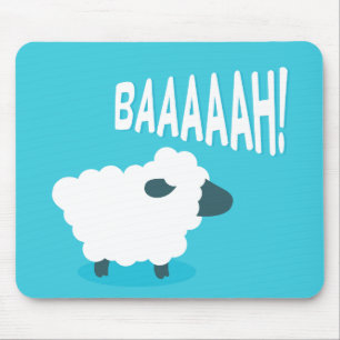 Cute grappige blauwe cartoon bleke schapen muismat