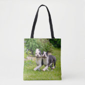 Cute grappige Boston Terrier dogs puppies spelen - Tote Bag (Voorkant)